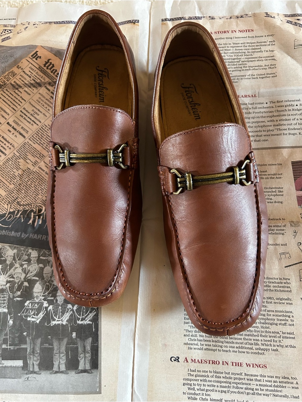 FLORSHEIM Motor Toe Bit Driving Shoe Moccasin Brown Sz 10W Excellent Condition
